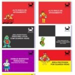 Jogo de 9 bandeiras sinalização de riscos